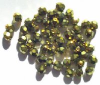 50 6mm Faceted Matte Metallic Olive Beads